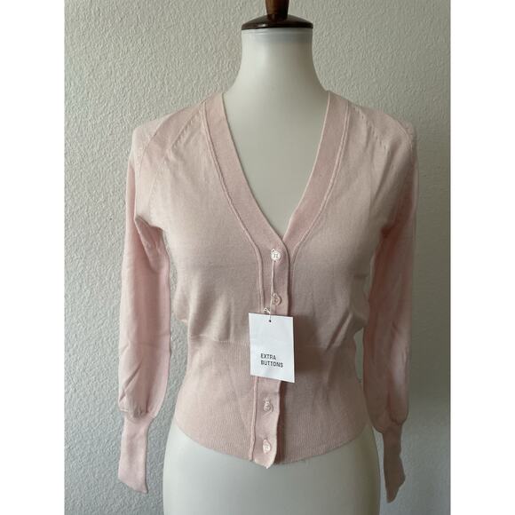 Moda International Sweater Cardigan Cropped V Neck Merino Wool - Picture 1 of 11